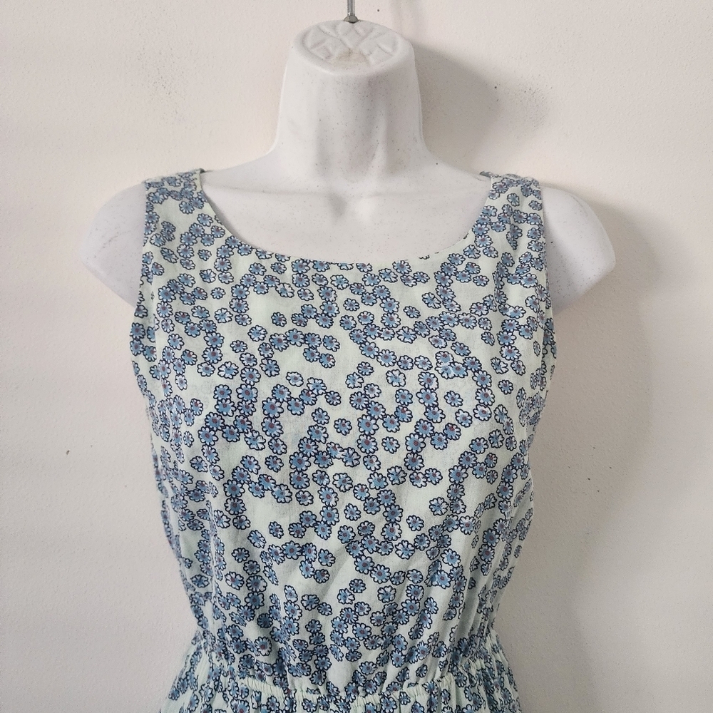 Maje Blue and White Floral Print Tiered Sundress Size 1 Backless Summer Dress - Picture 3 of 13